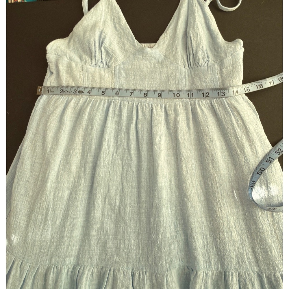 Lulus Dress Pastel Blue Sleeveless Tiered Broomstick Sundress Casual Midi Medium - Picture 11 of 13